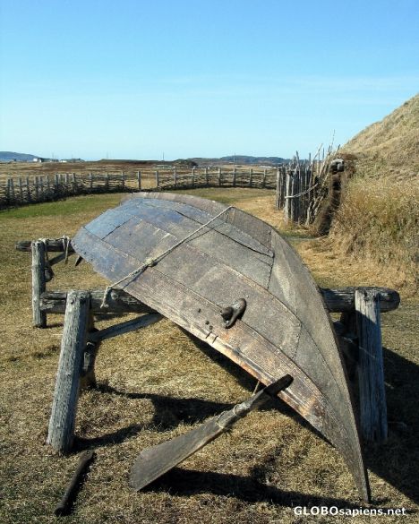 Postcard L´Anse aux Meadows - Replica of a viking boat