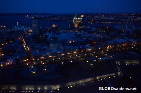 Postcard Quebec City (CA,QC) - Old town at night panorama