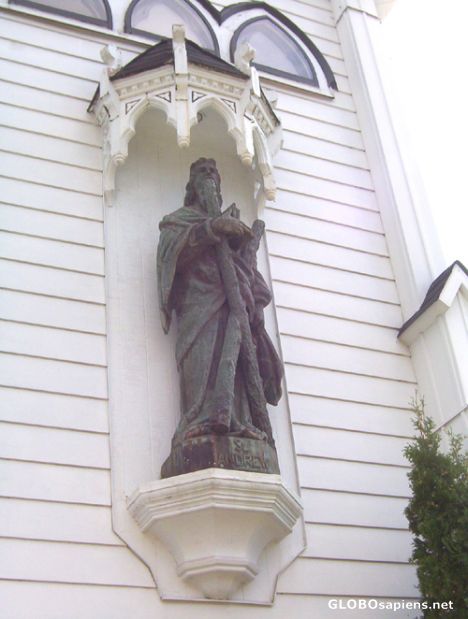 Postcard Statue of St Andrew on the church of the same name