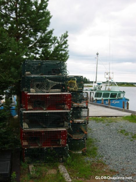 Postcard One of the many lobster traps seen along the route