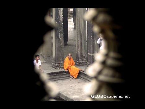 Postcard Angkor Wat monk