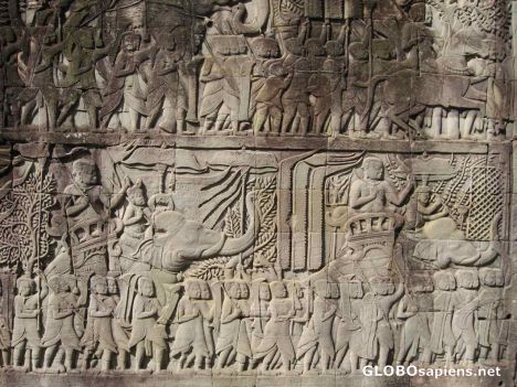 Postcard Angkor Thom Ruins - Wall Carvings