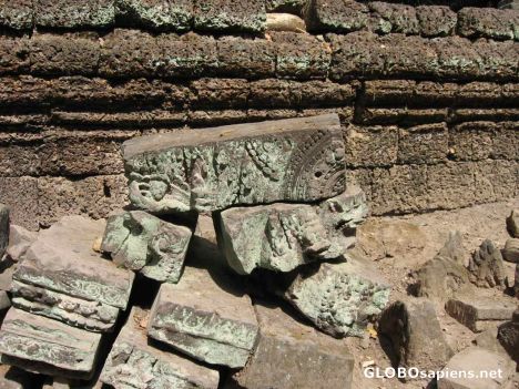 Postcard Ta Phom Ruins - Fallen Rubble awaiting restoration