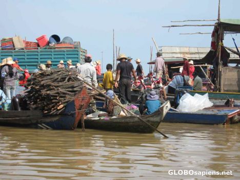 Postcard Tonle Sap Lake - Floating Market