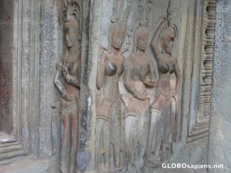 Postcard The Angkor Wat - 4 different carvings of Apsara