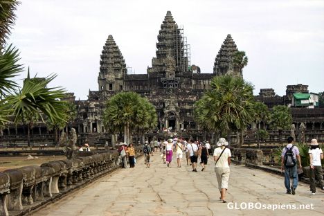 Postcard Walking the Causeway to Angkor Wat