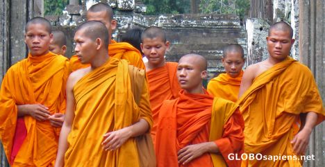Postcard monks in Angkor Thom