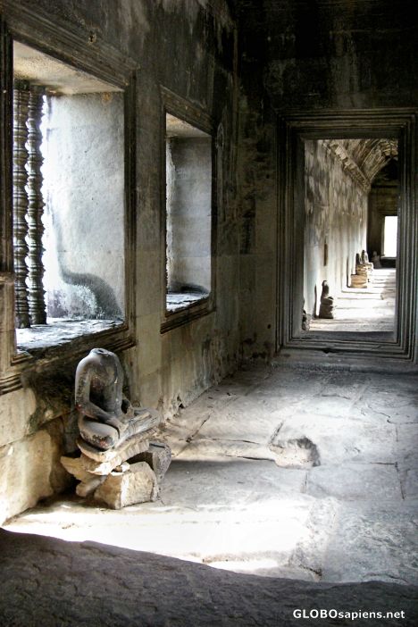 Postcard Interior Hallway with Buddhas, Angkor Wat