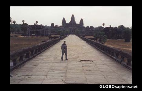 Postcard Me at the Angkor Wat main entrance.