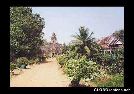 Postcard far temple.