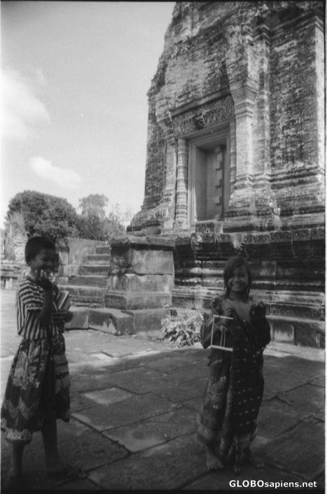 Postcard children in the temples