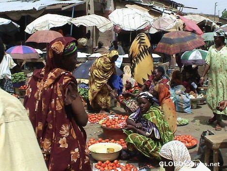 Postcard Busy market in N\'djamena