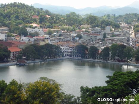 Postcard View of Kandy Lake from Rajapihilla Mawatha