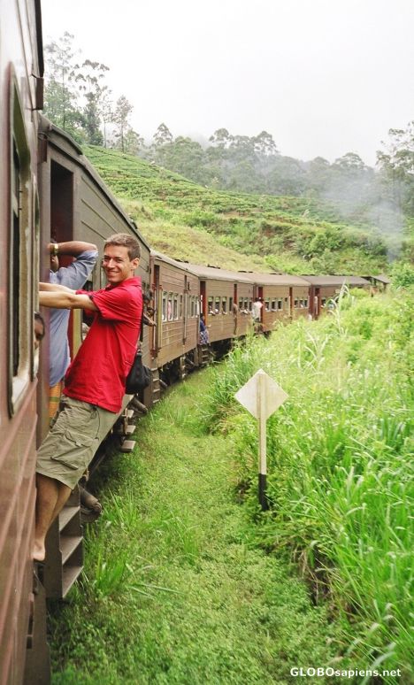 Postcard Riding the train, Sri Lankan style