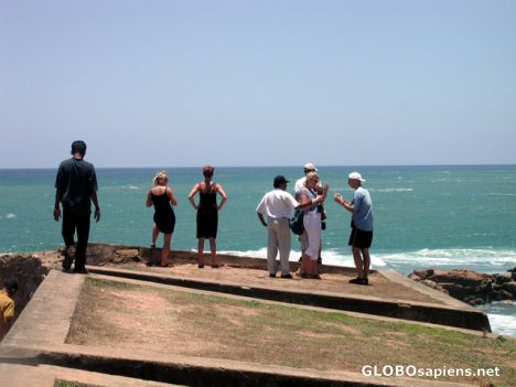 Postcard tourists on the old wall in galle