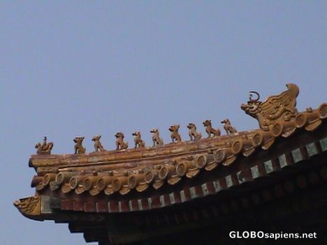 Postcard Figures on a roof of the Forbidden City