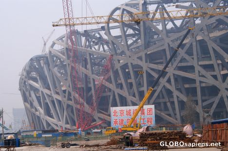 Postcard Olympics 2008, Olympic Stadium under construction
