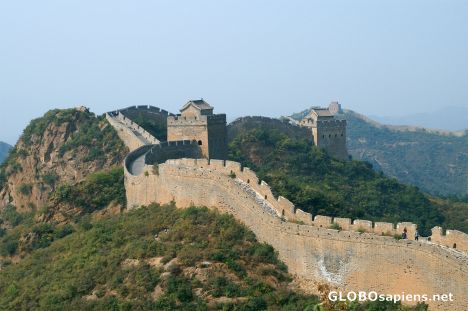 Postcard Jinshanling Great Wall, end of the restored part