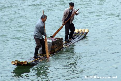 Postcard Bamboo raft on the Li River Guilin