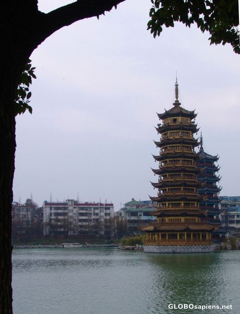 Postcard Guilin Pagoda on Li River