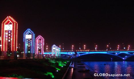Postcard Guilin Riverside by Night