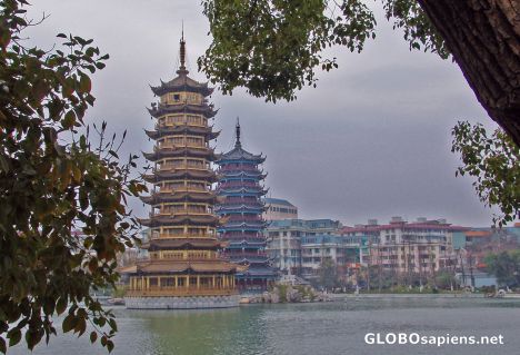 Postcard Pagoda on Li River Guilin