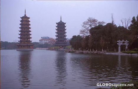 Postcard Two pagodas