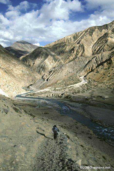 Postcard Karnali river, border between Tibet and Nepal