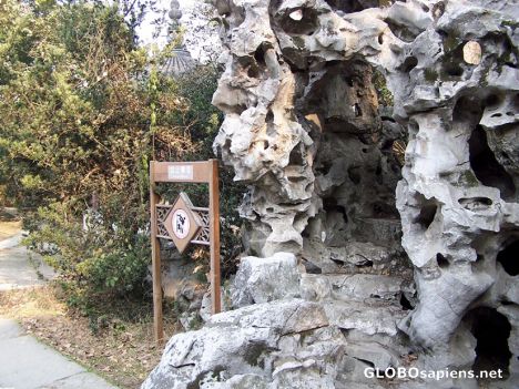 Postcard Man made caves at Jiaye Tang Cangshu Lou Garden