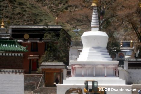 Postcard White chorten in Labrang Monastery