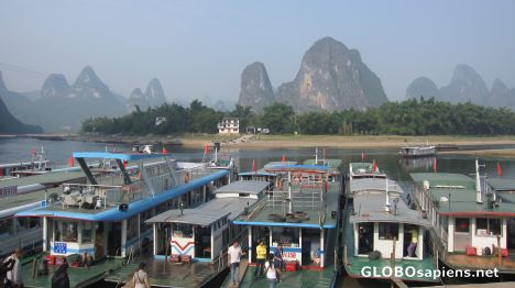 Postcard cruise boats on Li River