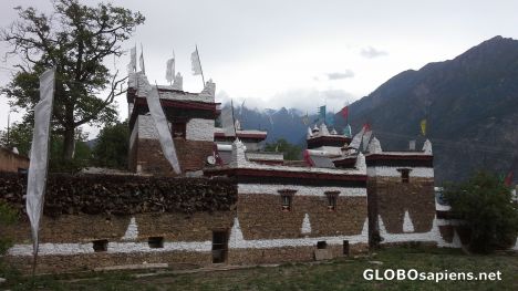 Postcard Tibetan house in Jiaju Village