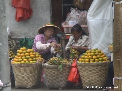 Postcard Fruit vendors