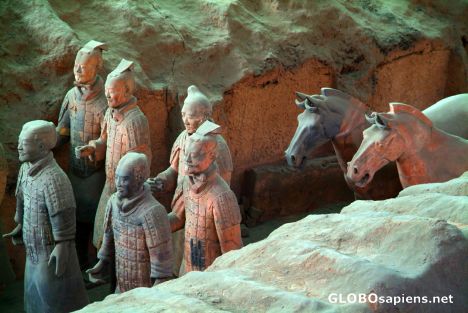 Postcard Lintong (CN) - Terracotta Army - warriors & horses