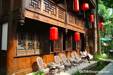 Postcard Chengdu (CN) - Jinli Street - a teahouse