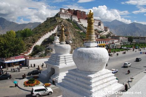 Postcard Potala and stupas