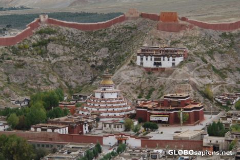Postcard View over Gyantse Kumbum and Pelkor Monasteries