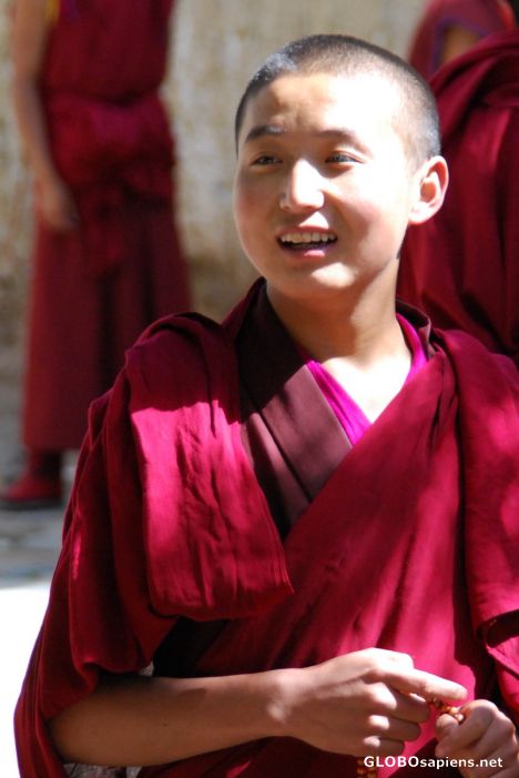 Postcard Young Monk in Thashilhumpo Monastery