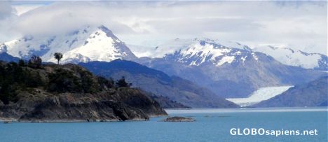 Postcard Landscape with a glacier