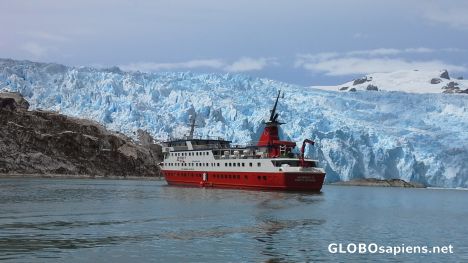 Postcard Ship at Amalia Glacier