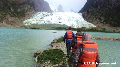 Postcard Walking to the glacier