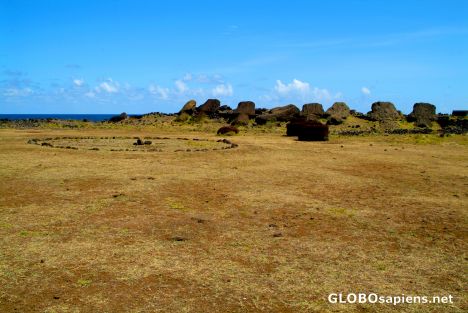 Postcard Rapa Nui - fallen ahu