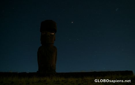 Postcard Rapa Nui - Ahu and night sky