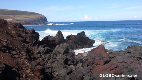 Postcard Rocky coast of Easter Island