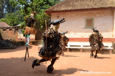 Postcard Bafut (CM) - the traditional dance in masks