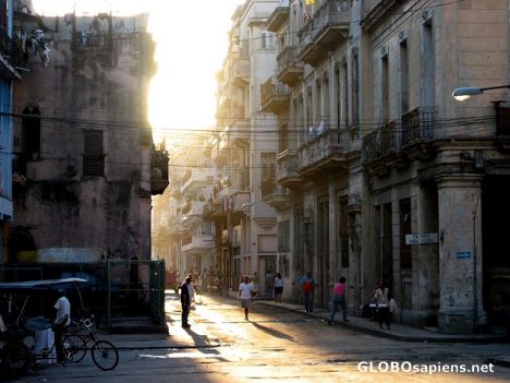 Postcard Habana street at sunset
