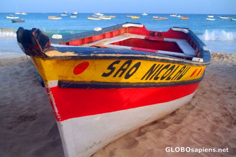 Postcard Santa Maria - a fisherman's boat