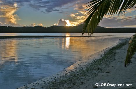 Postcard Sunset on Aitutaki lagoon