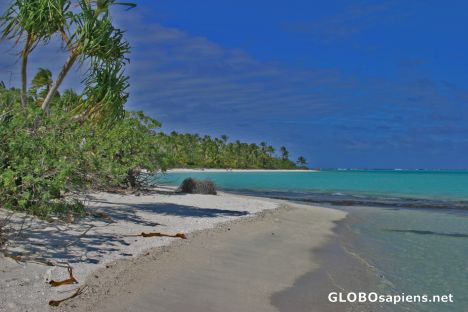 Postcard One Foot Island, a tiny motu (coral islet)