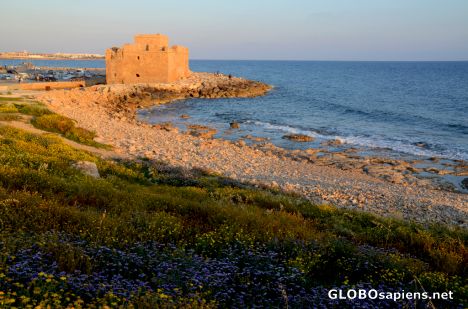 Postcard Pafos (CY) - little fort near the sunset